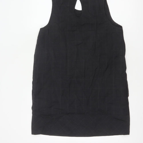 River Island Women Black UK 12 Sleeveless Wool Check Tunic Blouse