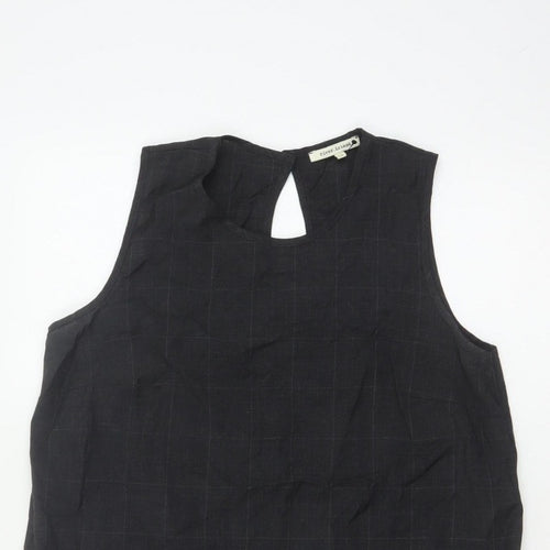 River Island Women Black UK 12 Sleeveless Wool Check Tunic Blouse