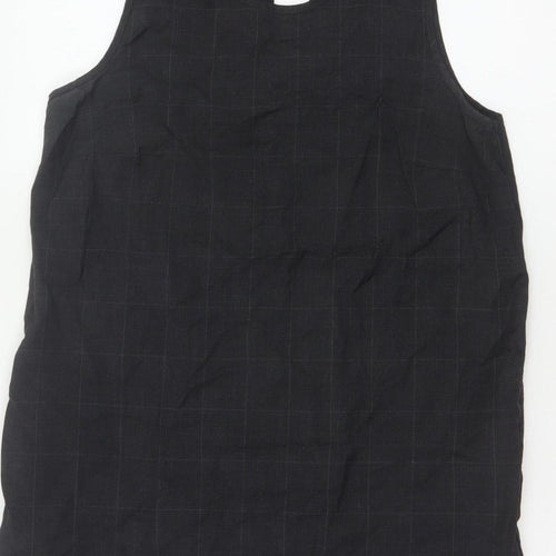 River Island Women Black UK 12 Sleeveless Wool Check Tunic Blouse