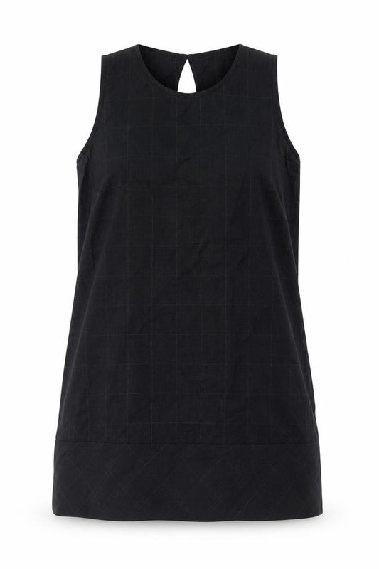 River Island Women Black UK 12 Sleeveless Wool Check Tunic Blouse