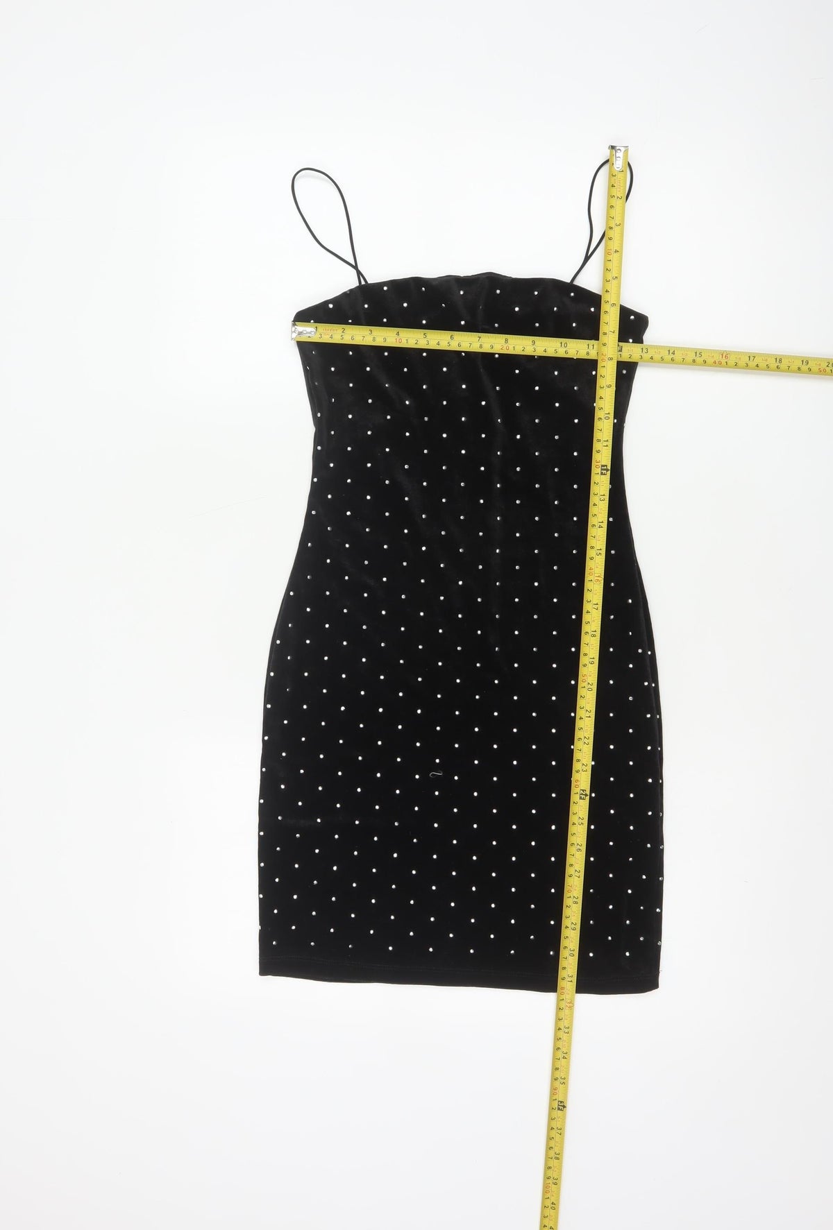 H&M Women Black XS Velvet Rhinestone Bodycon Knee Length Party Dress