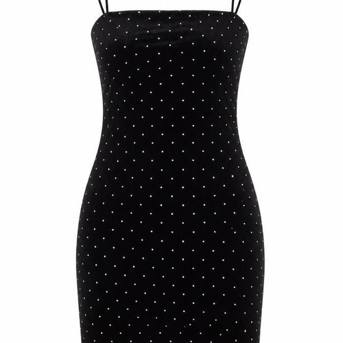 H&M Women Black XS Velvet Rhinestone Bodycon Knee Length Party Dress