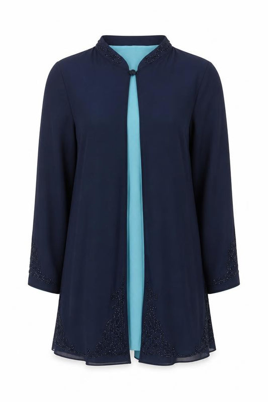 Windsmoor Women’s Blue Beaded Chiffon Jacket Size 10 Formal