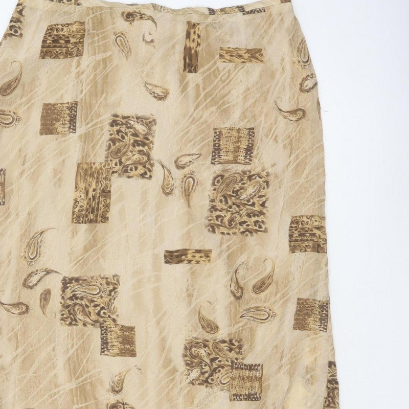 Kloss Collection Women's Beige UK 16 Long Paisley Pencil Skirt