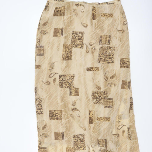 Kloss Collection Women's Beige UK 16 Long Paisley Pencil Skirt