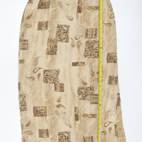 Kloss Collection Women's Beige UK 16 Long Paisley Pencil Skirt