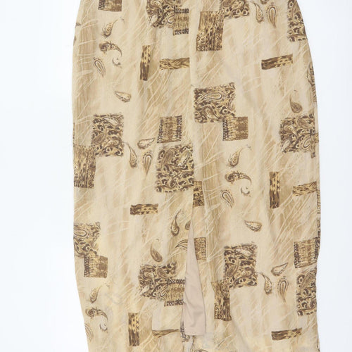 Kloss Collection Women's Beige UK 16 Long Paisley Pencil Skirt