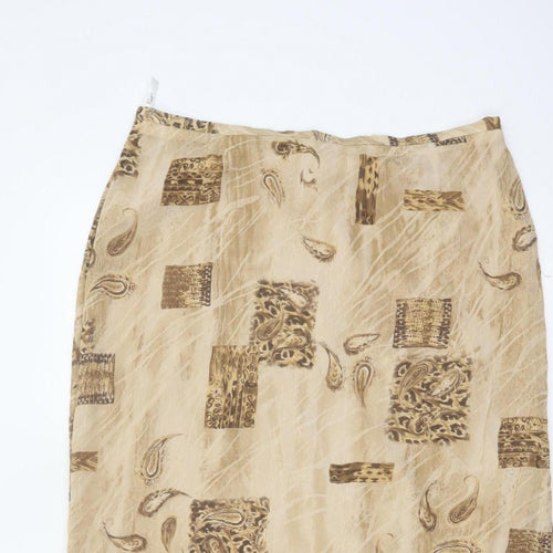 Kloss Collection Women's Beige UK 16 Long Paisley Pencil Skirt