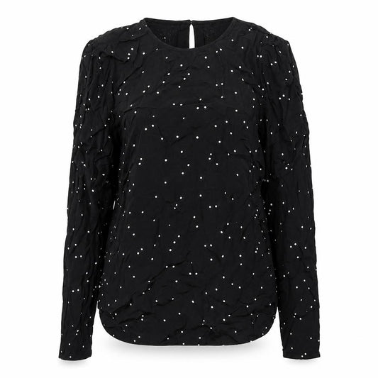 Marks and Spencer Women Black Polka Dot Ruffle Sleeve Viscose Blouse UK 14