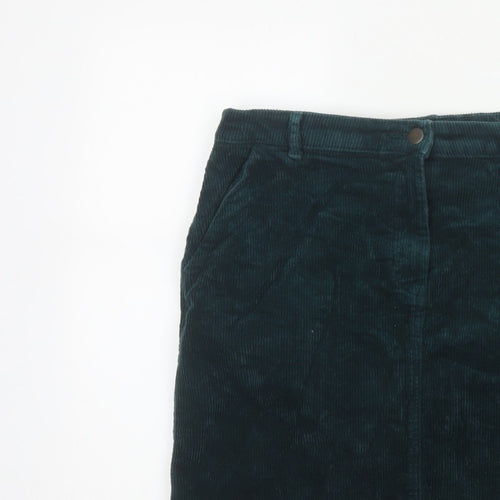 M&Co Women's Teal Green UK 14 Corduroy Pencil Knee Skirt Pockets