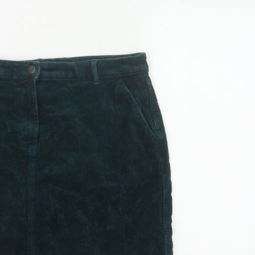 M&Co Women's Teal Green UK 14 Corduroy Pencil Knee Skirt Pockets