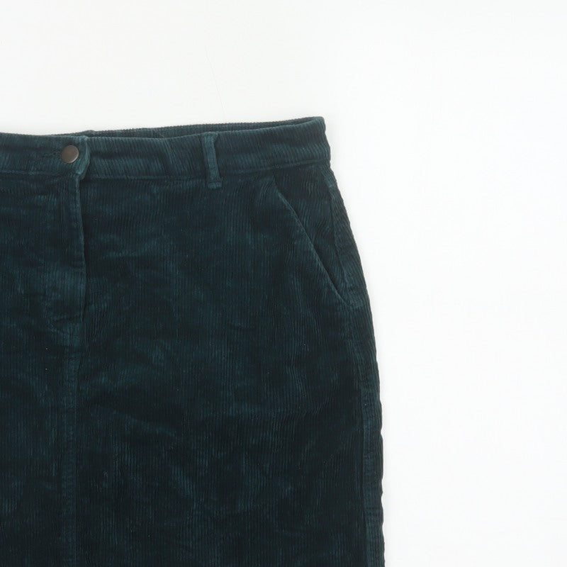 M&Co Women's Teal Green UK 14 Corduroy Pencil Knee Skirt Pockets