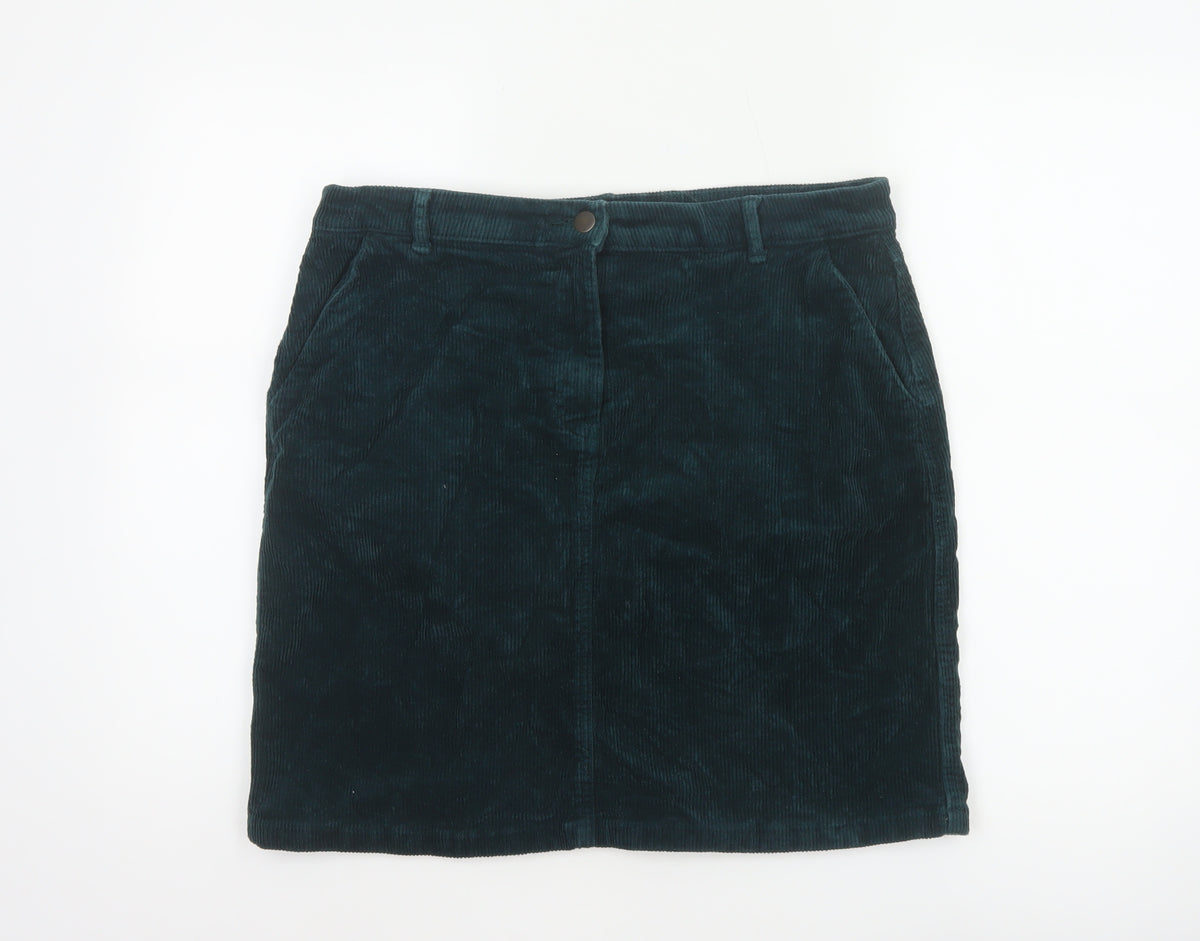 M&Co Women's Teal Green UK 14 Corduroy Pencil Knee Skirt Pockets