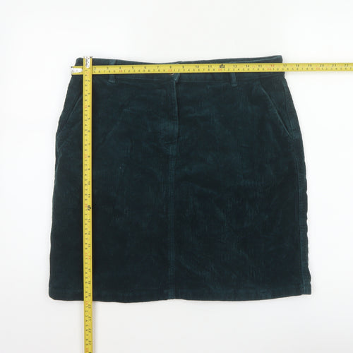 M&Co Women's Teal Green UK 14 Corduroy Pencil Knee Skirt Pockets