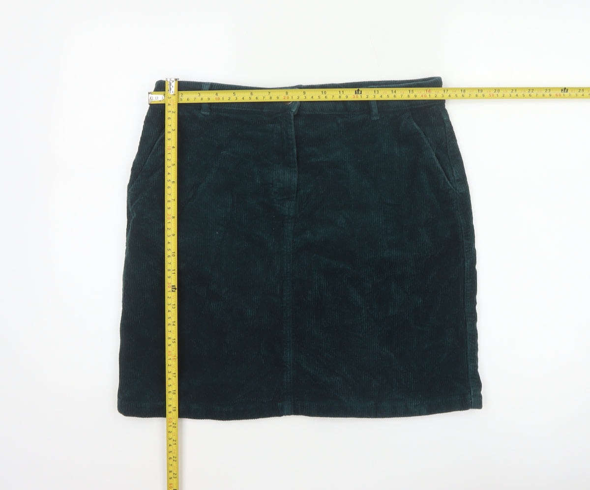 M&Co Women's Teal Green UK 14 Corduroy Pencil Knee Skirt Pockets