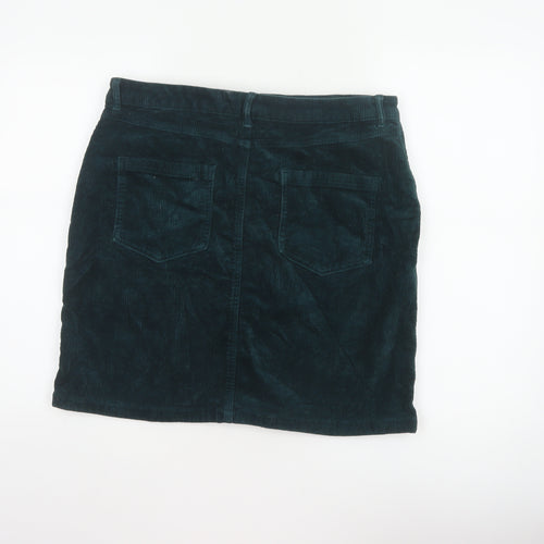 M&Co Women's Teal Green UK 14 Corduroy Pencil Knee Skirt Pockets