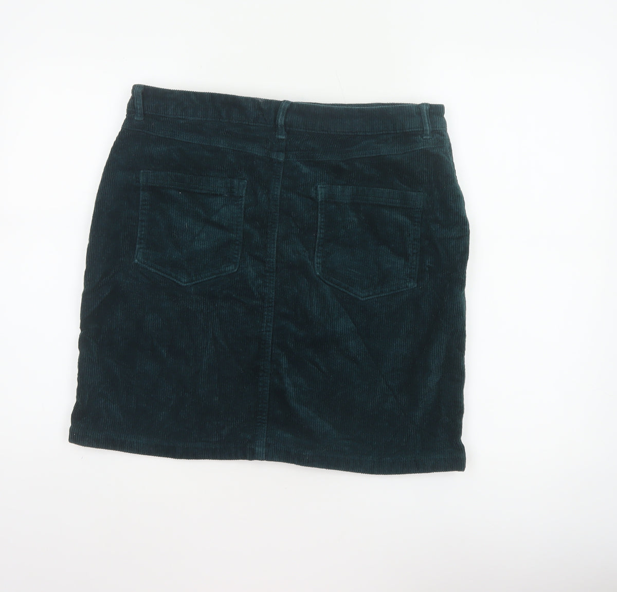 M&Co Women's Teal Green UK 14 Corduroy Pencil Knee Skirt Pockets
