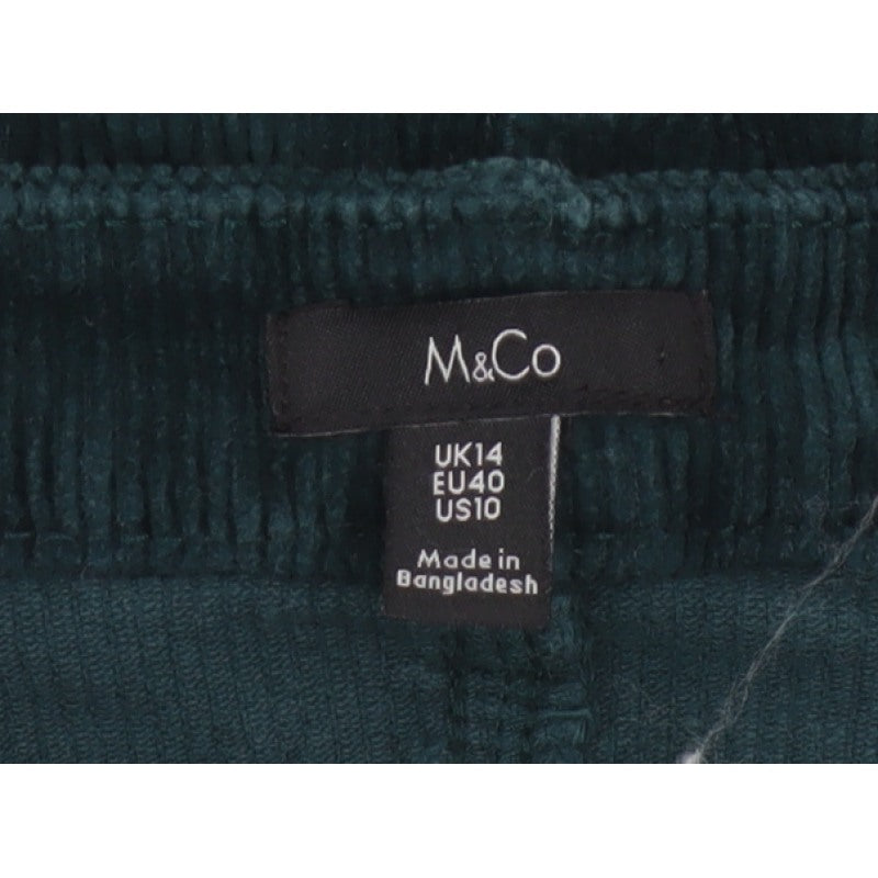 M&Co Women's Teal Green UK 14 Corduroy Pencil Knee Skirt Pockets