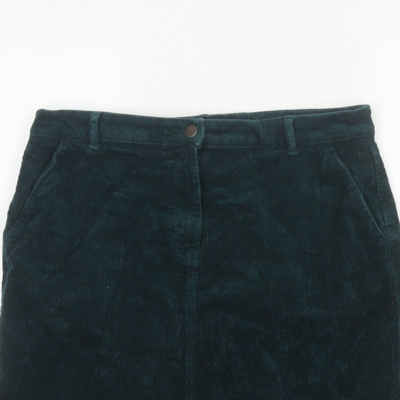 M&Co Women's Teal Green UK 14 Corduroy Pencil Knee Skirt Pockets