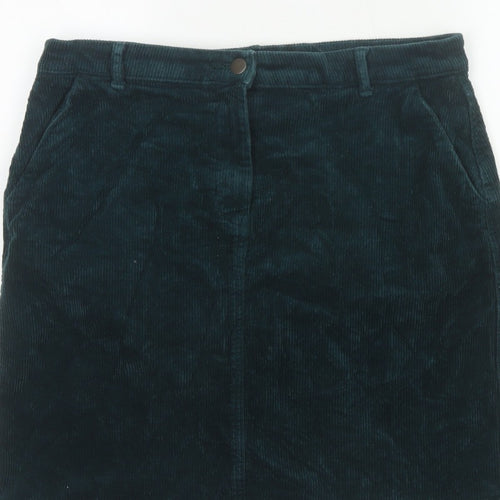 M&Co Women's Teal Green UK 14 Corduroy Pencil Knee Skirt Pockets