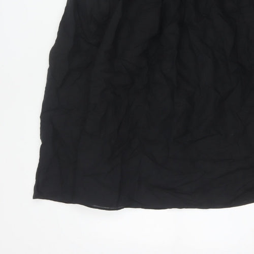 Marks and Spencer Women Black Petite 10 Long A-Line Linen Blend Skirt