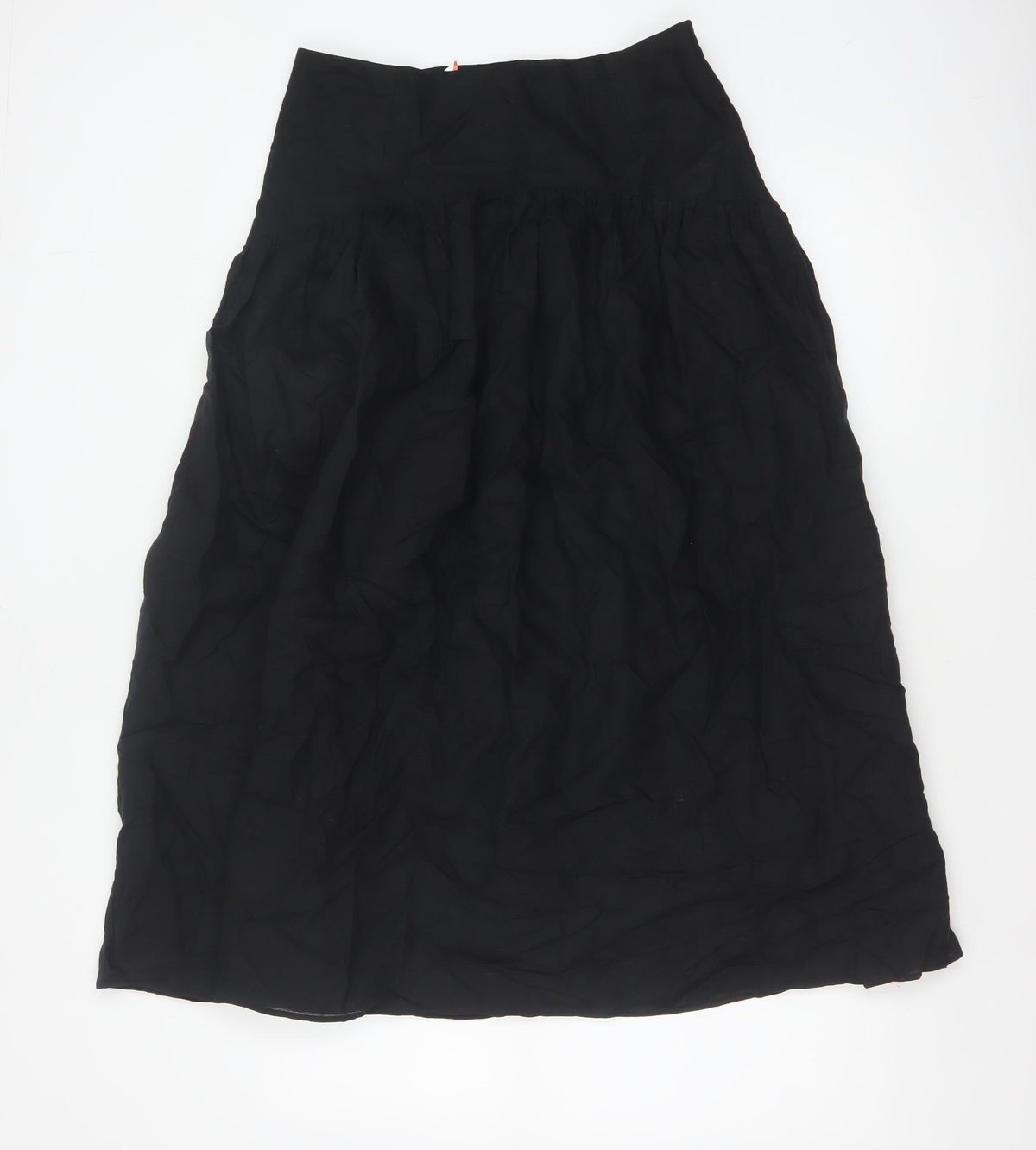 Marks and Spencer Women Black Petite 10 Long A-Line Linen Blend Skirt