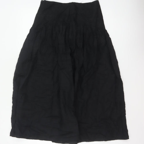 Marks and Spencer Women Black Petite 10 Long A-Line Linen Blend Skirt