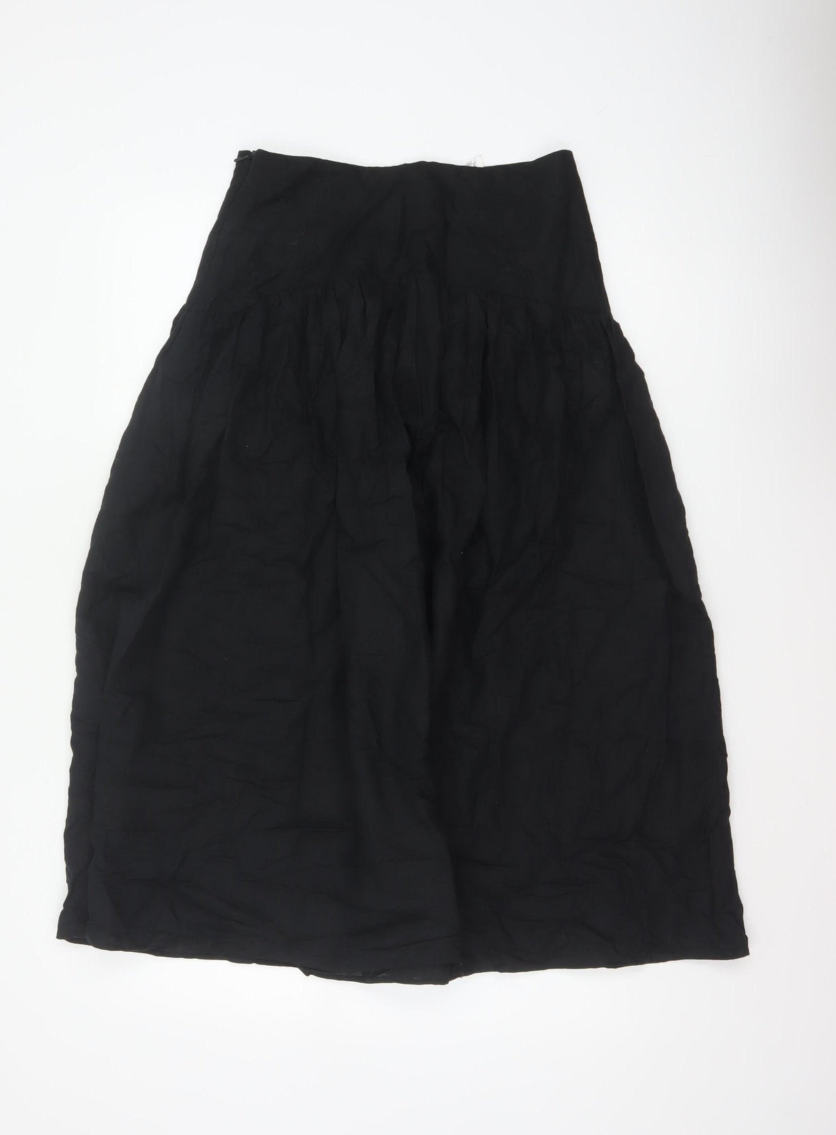 Marks and Spencer Women Black Petite 10 Long A-Line Linen Blend Skirt