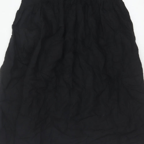 Marks and Spencer Women Black Petite 10 Long A-Line Linen Blend Skirt