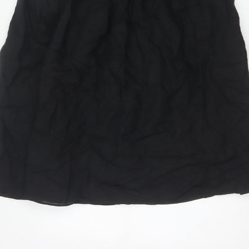 Marks and Spencer Women Black Petite 10 Long A-Line Linen Blend Skirt