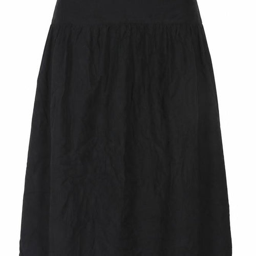 Marks and Spencer Women Black Petite 10 Long A-Line Linen Blend Skirt