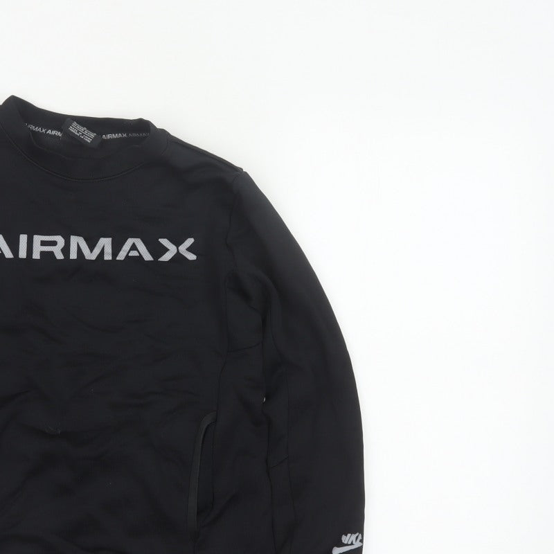 Additional view of Nike boys’ black 11-12 years air max logo crew neck pullover sweatshirt