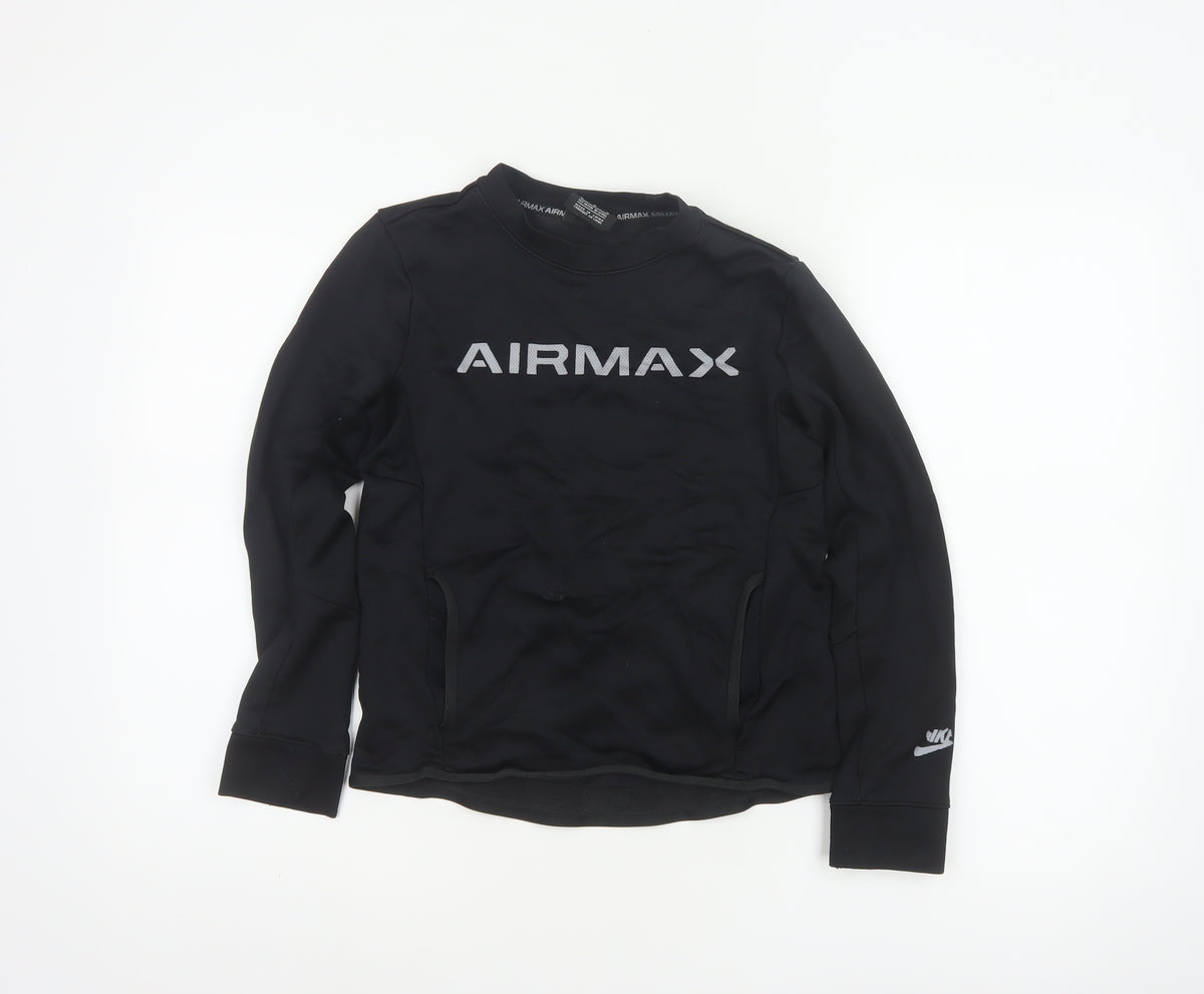 Back view of Nike boys’ black 11-12 years air max logo crew neck pullover sweatshirt