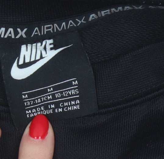 Additional view of Nike boys’ black 11-12 years air max logo crew neck pullover sweatshirt