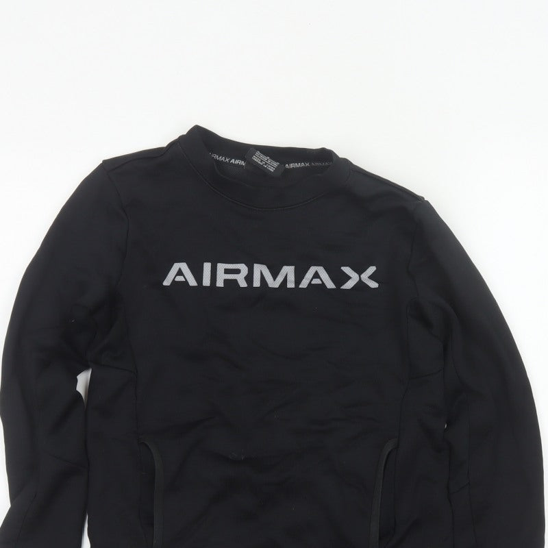 Additional view of Nike boys’ black 11-12 years air max logo crew neck pullover sweatshirt