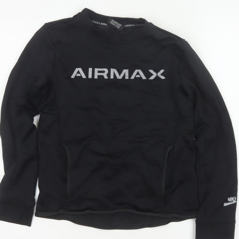 Additional view of Nike boys’ black 11-12 years air max logo crew neck pullover sweatshirt