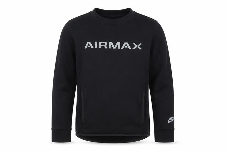 Nike Boys Black 11-12 Years Air Max Logo Crew Neck Pullover Sweatshirt