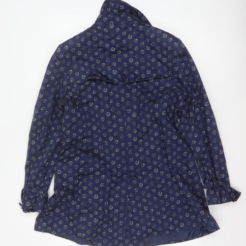 Per Una Women’s Blue Floral Trench Coat Size 16 Cotton Button Front