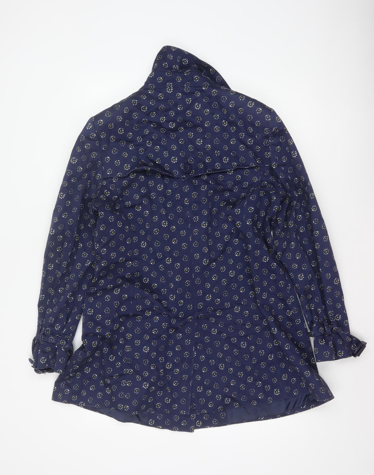 Per Una Women’s Blue Floral Trench Coat Size 16 Cotton Button Front