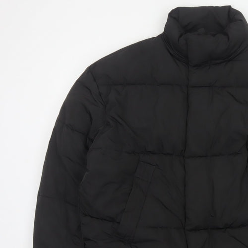 Zara Men Black XL Quilted Puffer Jacket Stand Collar