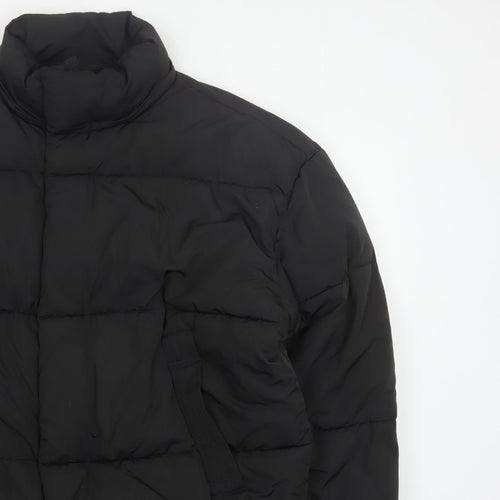 Zara Men Black XL Quilted Puffer Jacket Stand Collar