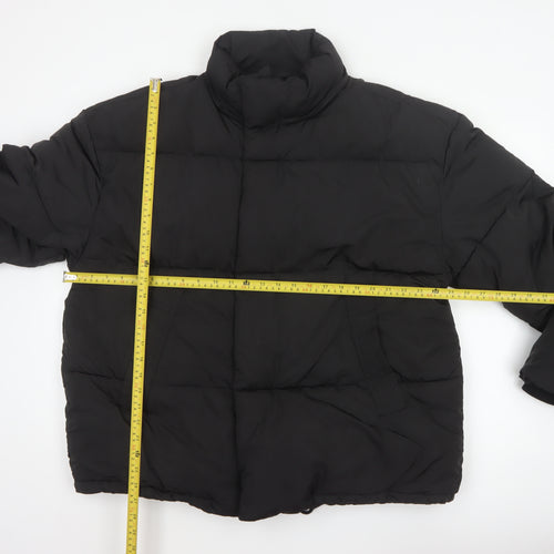 Zara Men Black XL Quilted Puffer Jacket Stand Collar