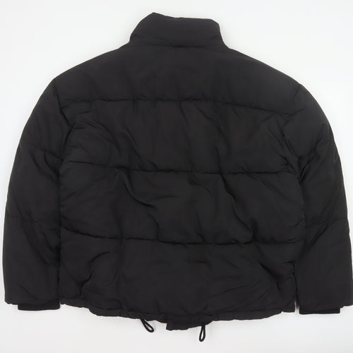 Zara Men Black XL Quilted Puffer Jacket Stand Collar