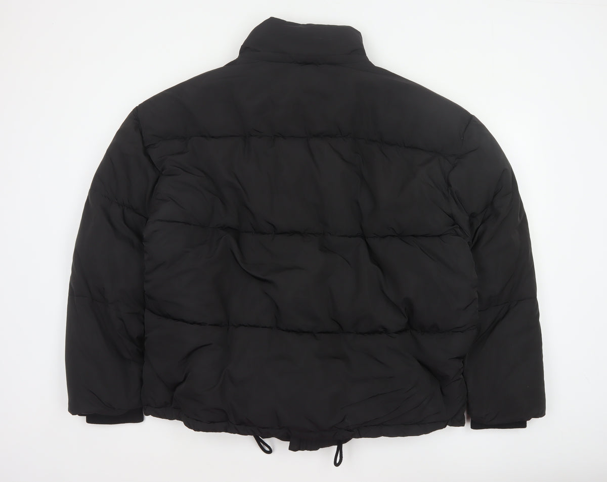 Zara Men Black XL Quilted Puffer Jacket Stand Collar