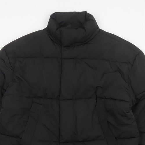 Zara Men Black XL Quilted Puffer Jacket Stand Collar