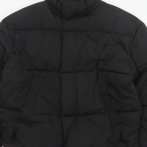 Zara Men Black XL Quilted Puffer Jacket Stand Collar