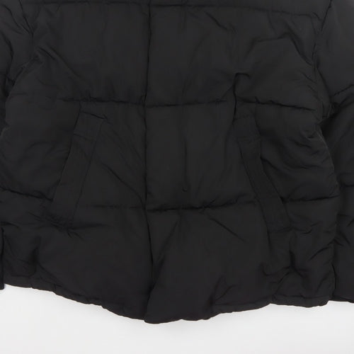 Zara Men Black XL Quilted Puffer Jacket Stand Collar