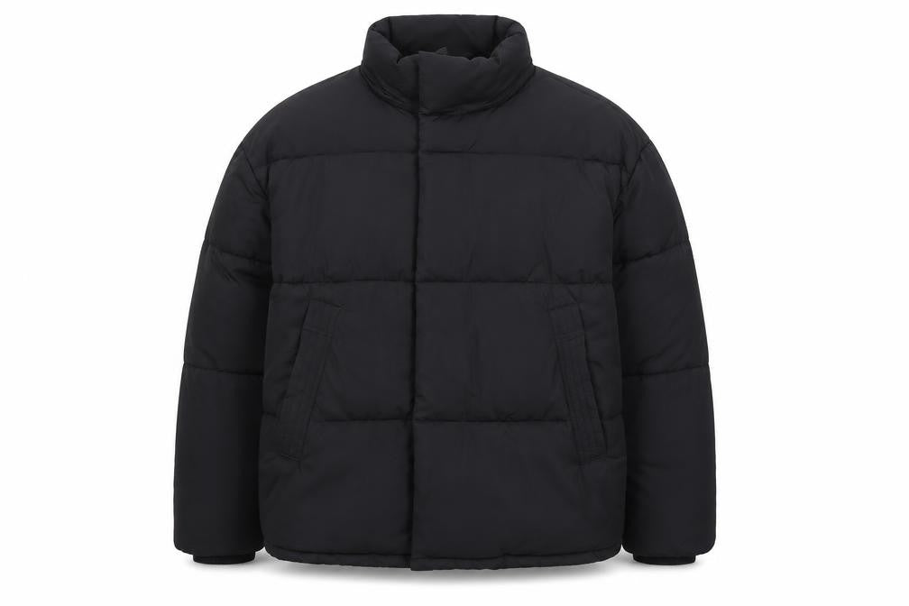 Zara Men Black XL Quilted Puffer Jacket Stand Collar