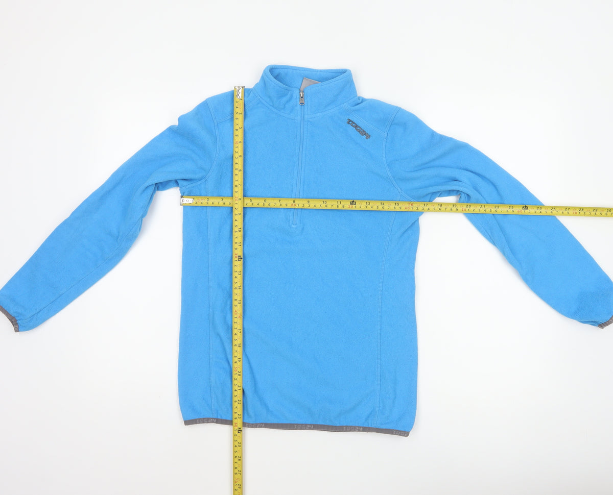 Close-up detail of TOG24 Women’s Blue UK 8 1/4 Zip Fleece Pullover Sweatshirt
