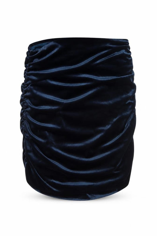 Misspap Women Blue UK 12 Satin Ruched Bandage Mini Skirt